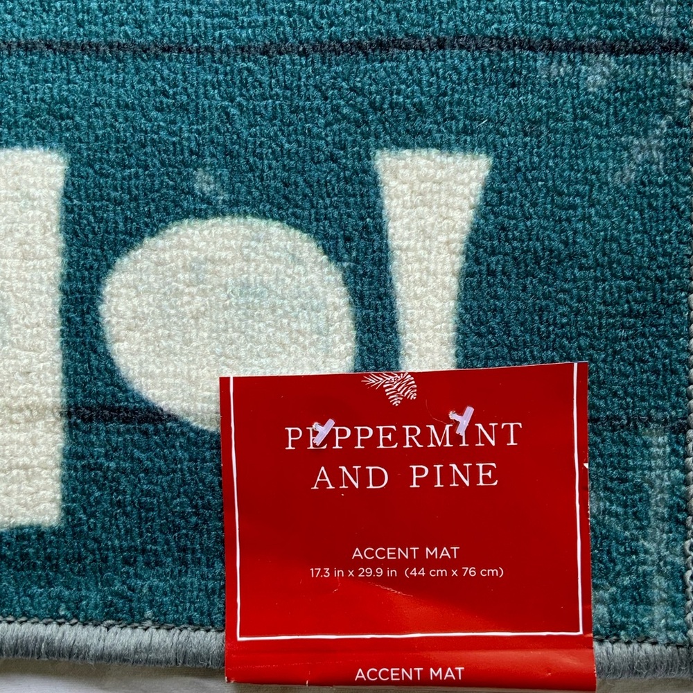 Peppermint & Pine Christmas Santa Accent Rug Non Skid Mat Blue 17.3” X 29.9” - Picture 3 of 7